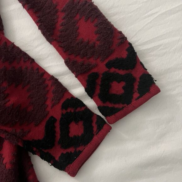 Lucky Brand Southwest Aztec Yellowstone Red Waterfall Cardigan Sweater Medium - Picture 7 of 13